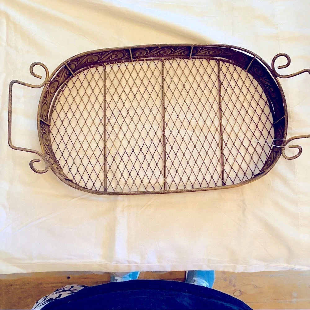 Metal Tray Golden patina look By Pier 1 NWOT
